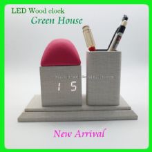 LED digital wooden penholder alarm clock images
