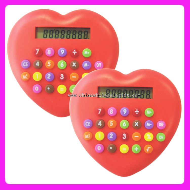 Calculatrice coloré de forme fantaisie coeur mignon