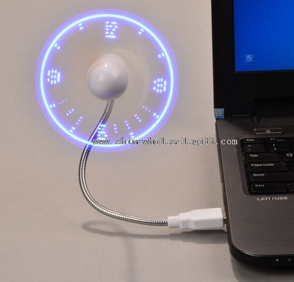 Flexible Neck USB Led Clock Fan with Real Time