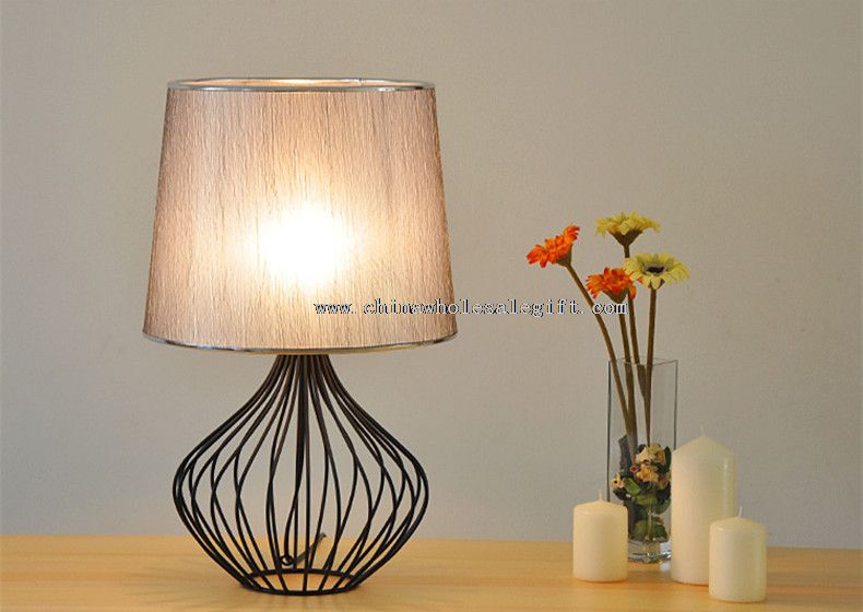 Iron cage fabric table lamp