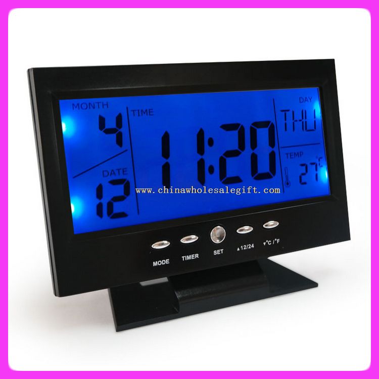 LCD kalender meja alarm jam