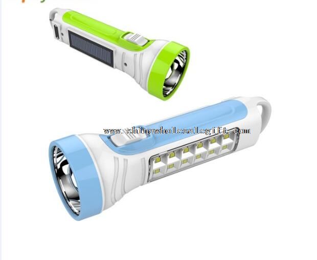 Led flashlight rechargable solar torch light