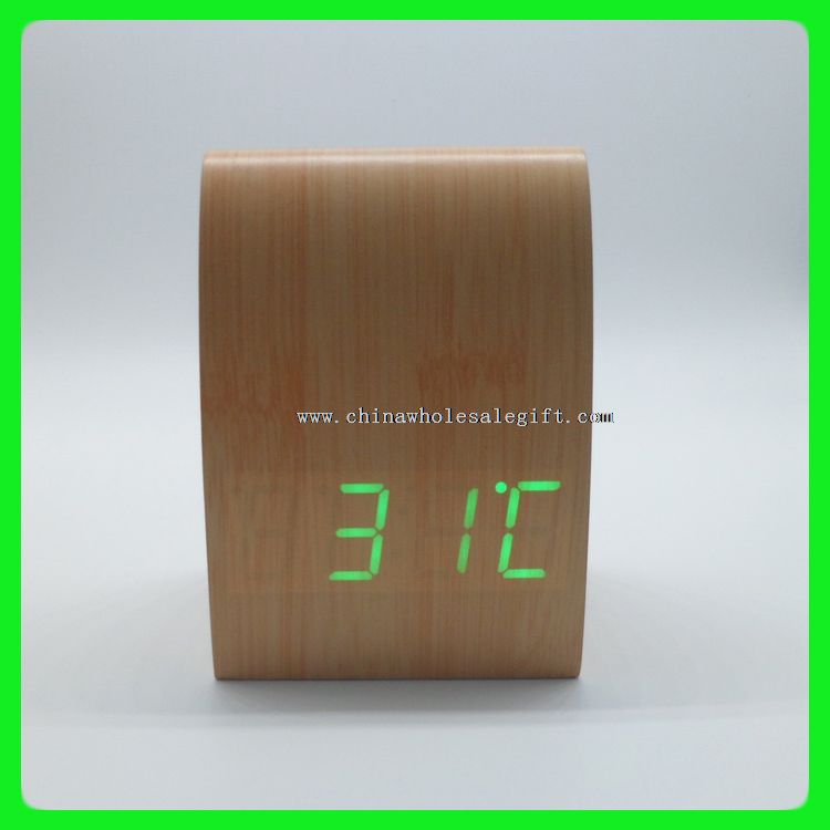 Reloj despertador madera de LED
