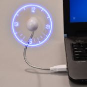 Flexible Neck USB Led Clock Fan with Real Time images