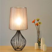 Iron cage fabric table lamp images