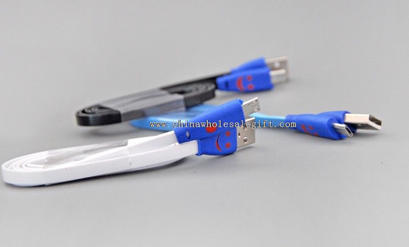 Micro usb cable with led light smiley design