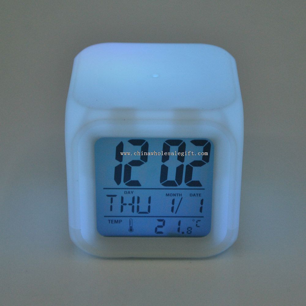 Seven color changing alarm clock
