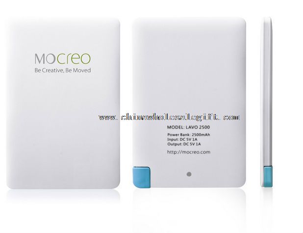 Slim with logo printing built-in cable power bank
