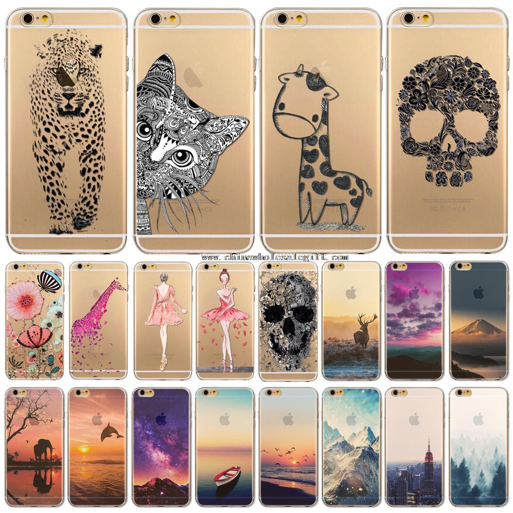 Transparent Flowers Animals Scenery Patterns Back Design Case Cover