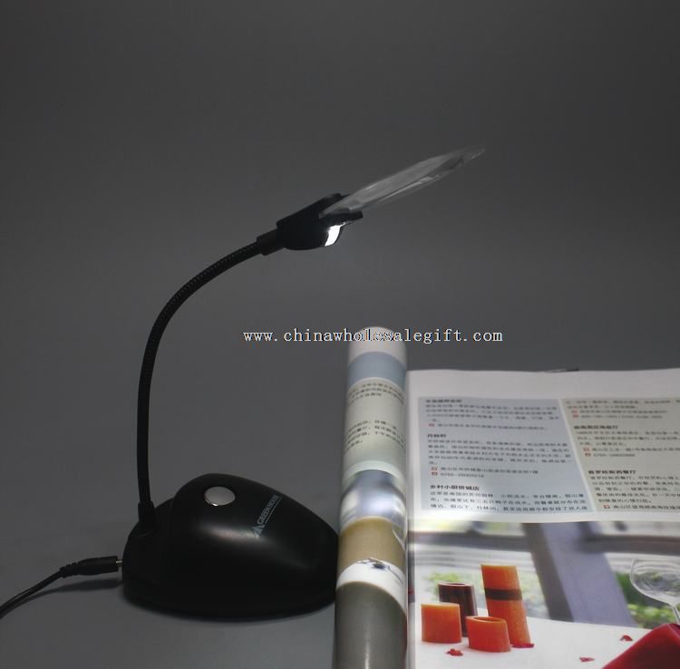 USB ve pil güç 3 X LED Büyüteç masa lambası