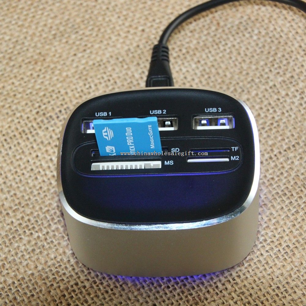 USB HUB TF MS M2 SD leitor de cartão com luz conduzida