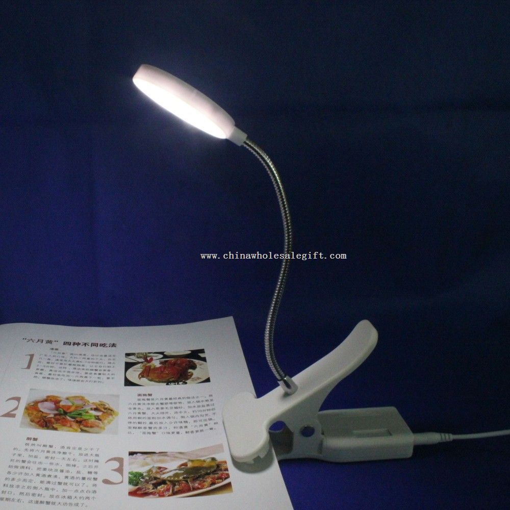 USB recarregável LED livro luz com clip