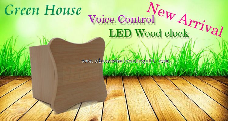 Zegar drewniany głos sterowania LED