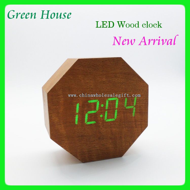 Wooden led digital alarm clock