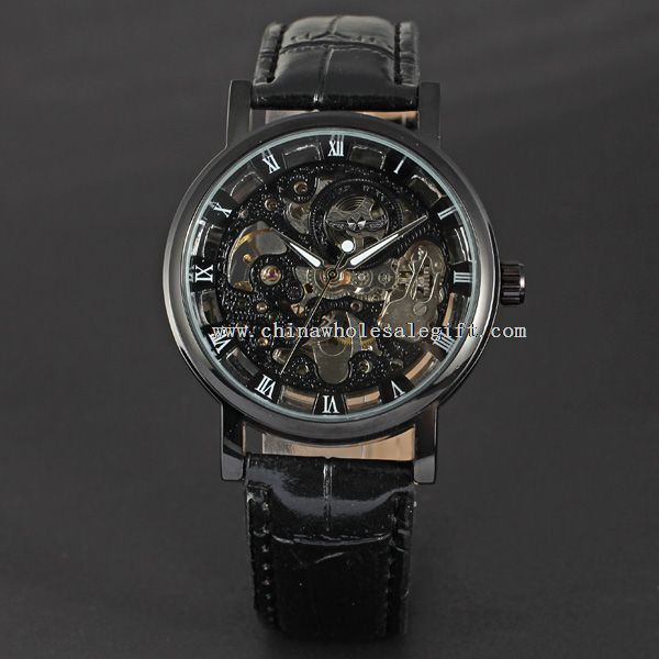 Black Leather Band Wrist Watch