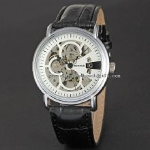 Classic Mechanical Automatic Movement Stainless Steel Back Leather Watch images