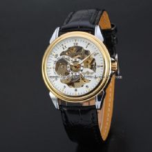 leather watch with silver alloy case images