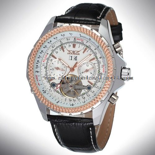 glass mechanical watch simple classic leather
