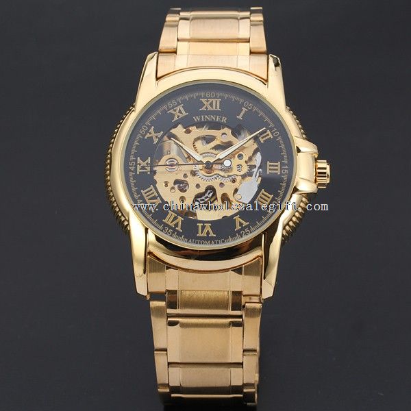 Vollstahl Gold Herren Uhr