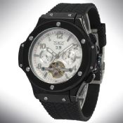 leather watch with calendar function for men images