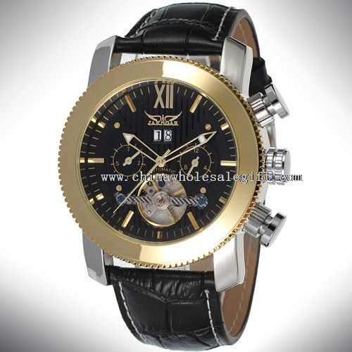 luxury man self winding stainless steel leather watch