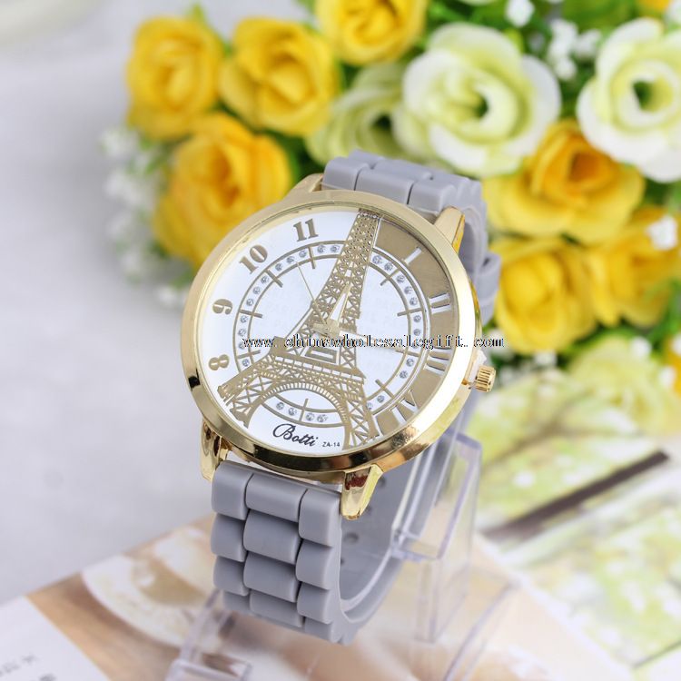 moda de Torre Eiffel do silicone homens relógios