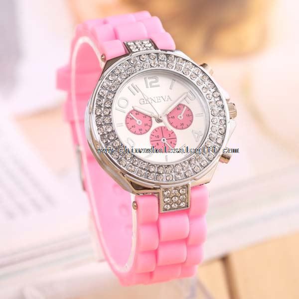 silver crystal color lady watch