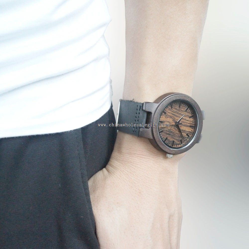 bamboo wood leather watch