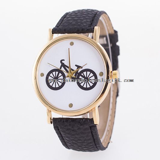 Biciclette-quadrante orologio cinturino in pelle
