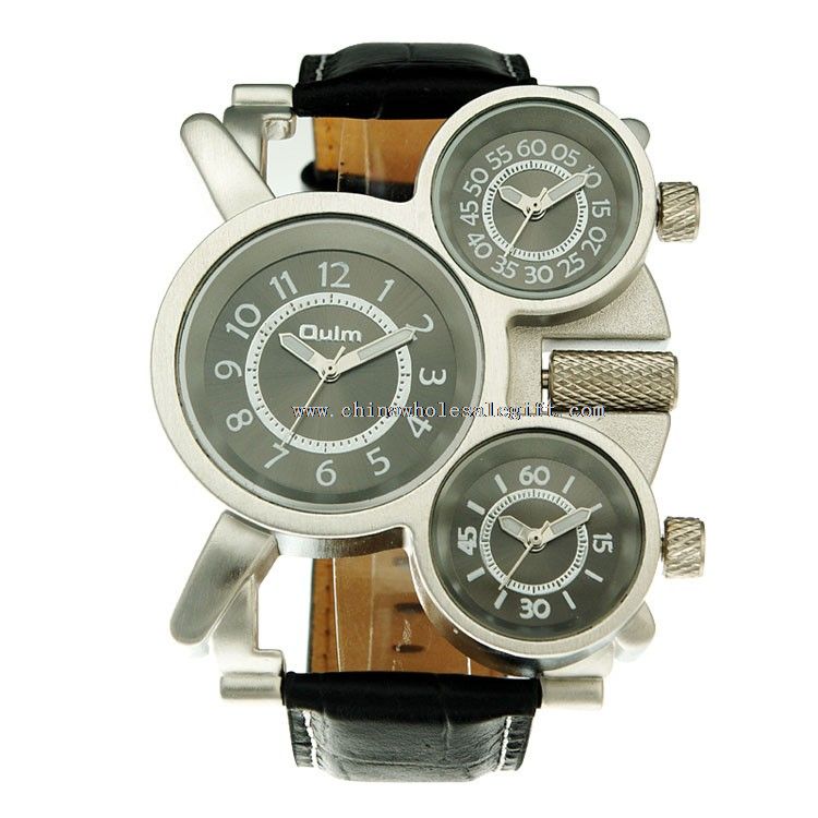 different time zones leather strap fashion watches