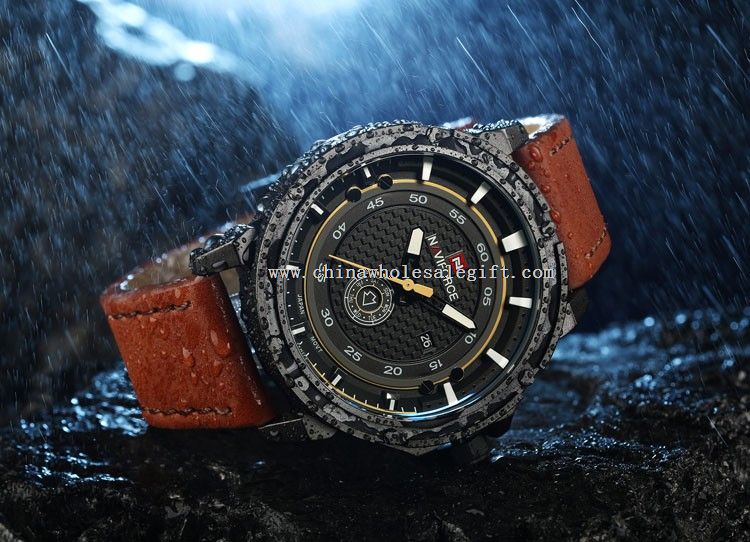 luxury quartz clock waterproof leather watch