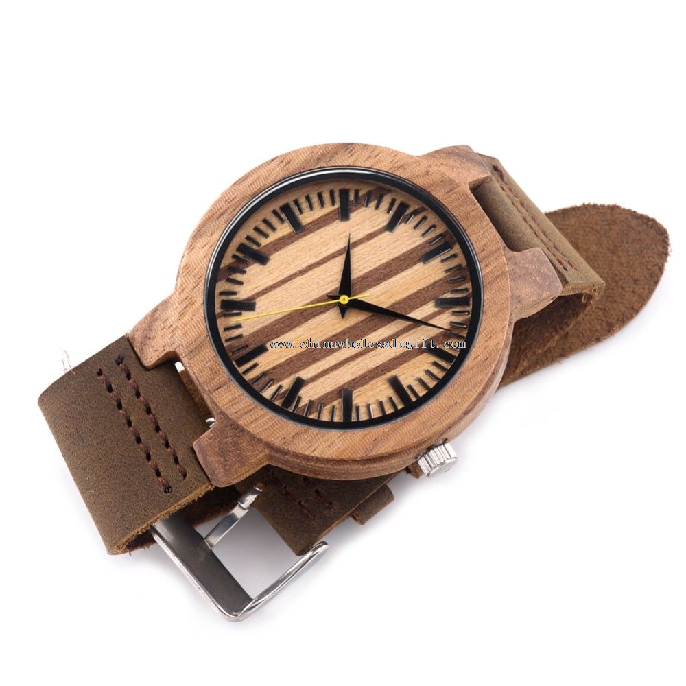 quartz wooden case watch