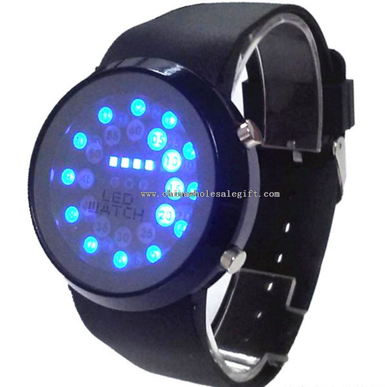 led mirror silicone watch