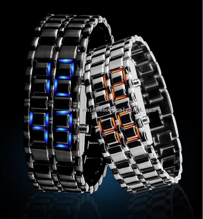 red &blue light led iron watches