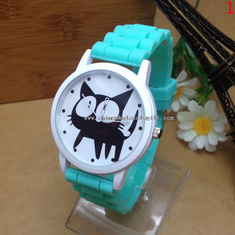 cat face watch silicone