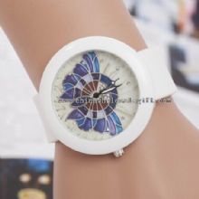 Bunte gedruckte Schmetterling weiß Armband Silikon-Uhr images