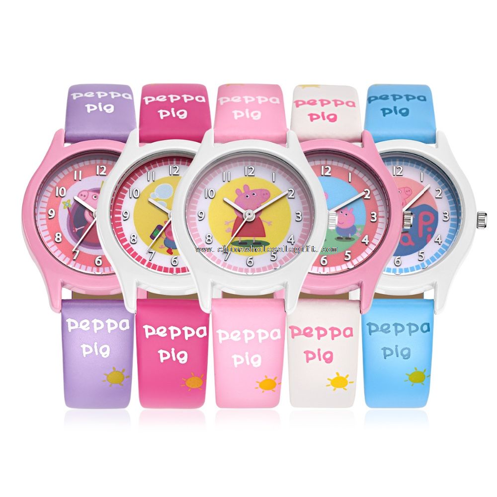 Pe ppe Pig Leather Strap Wrist Watch