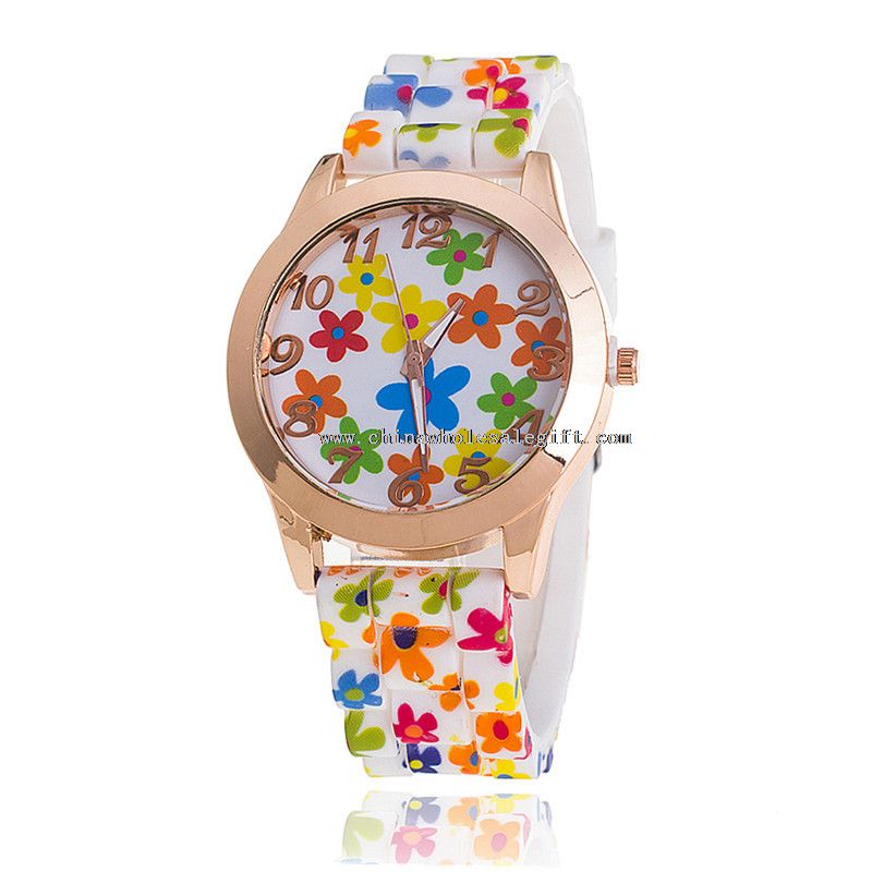 Relógios de Silicone impressão rosa flor