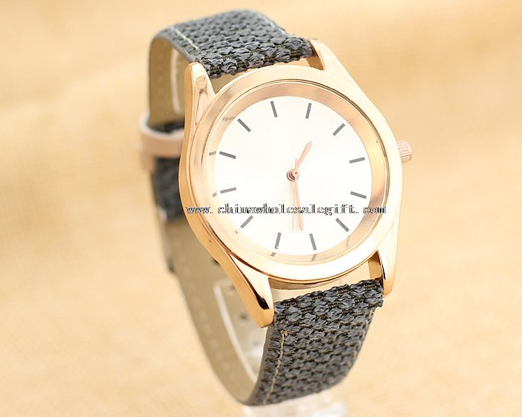 Stainless steel quartz watches with leather band for man