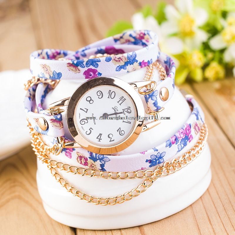 Мода роскоши цепи цветок женские часы