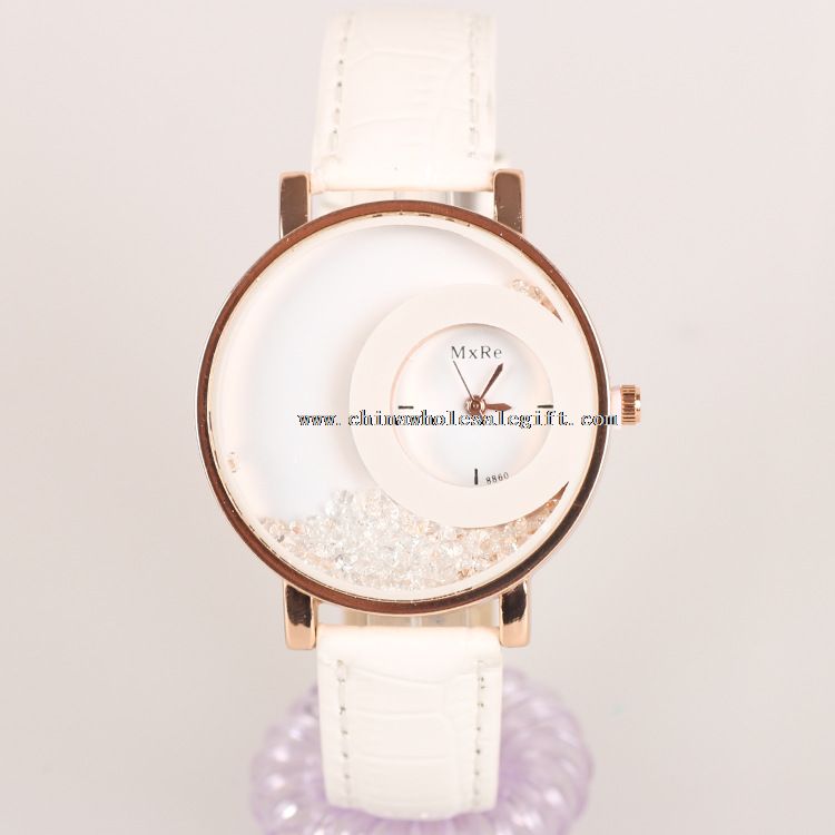 Damen Fancy Leder Armband vergoldet Case Uhren
