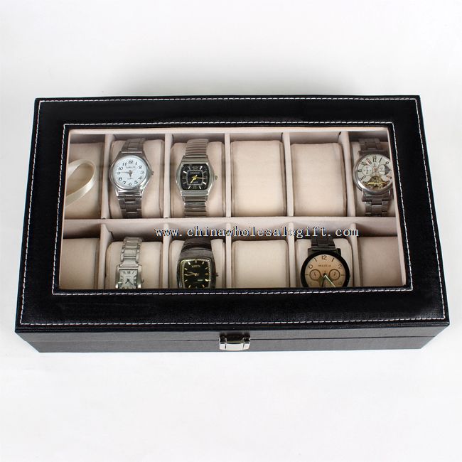 12 Grid Leather Velvet Watch Display Box