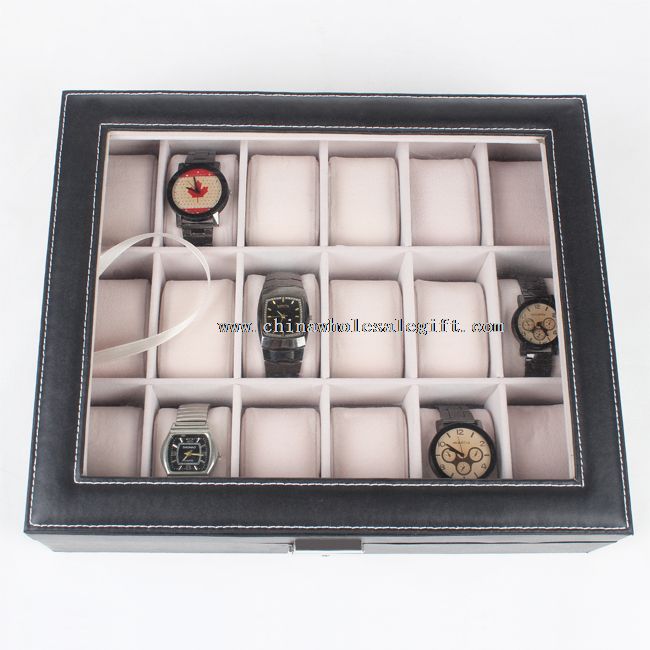 18 Slot Leather Velvet Watch Display Box