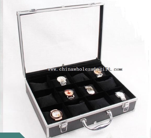 Aluminium Watch Display With Handle Clear Acrylic Lid