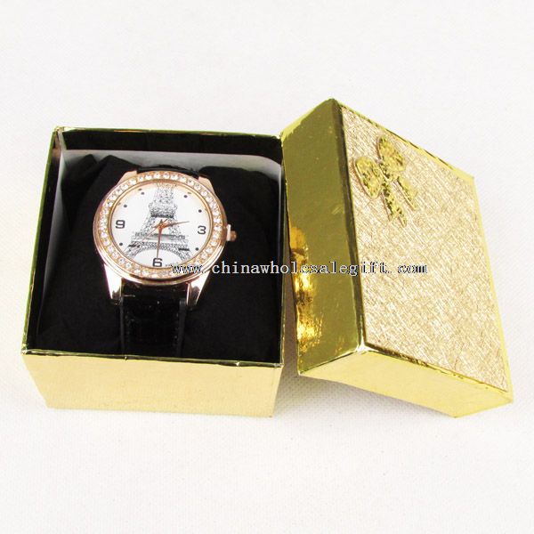 Golden Paper Velvet Watch Box