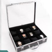 Aluminium Watch Display With Handle Clear Acrylic Lid images