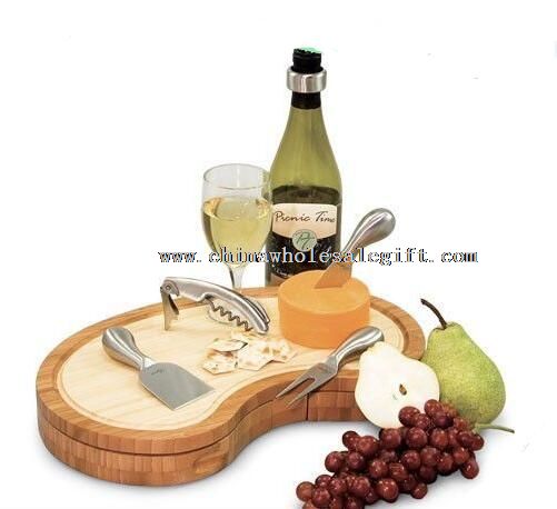tabla de cortar de bambú con cajón