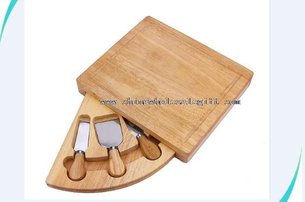 cheese board set with hidden drawers and knives