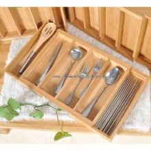 Organizador del cajón de utensilio de cocina extensible de bambú images