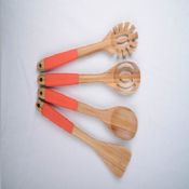bambusz kanál és spatulák evőeszközök készlet images